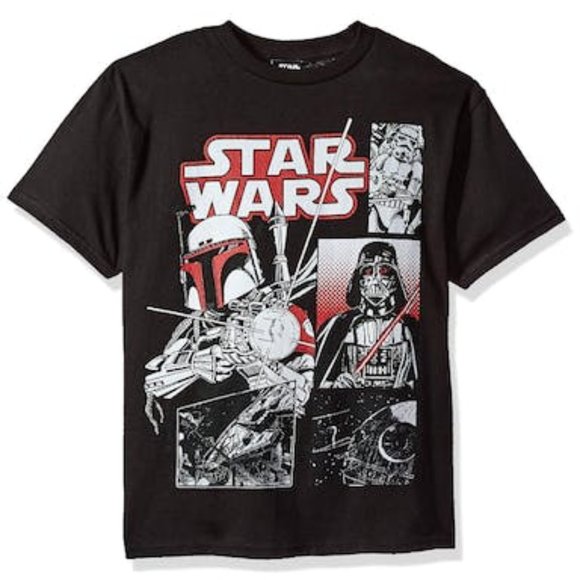 Star Wars Boys' Big Boba Vader Trooper Comic Pop Logo Graphic